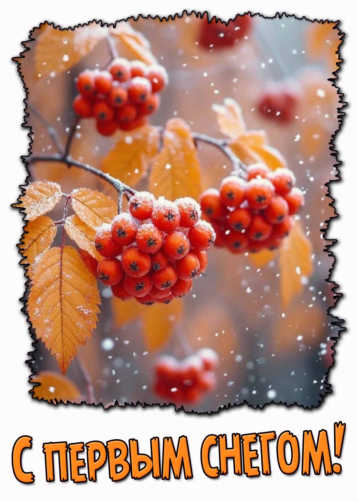 Красивая открытка с первым снегом
