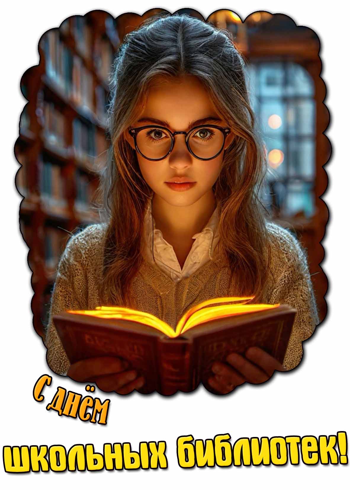 Красивая открытка с днём школьных библиотек