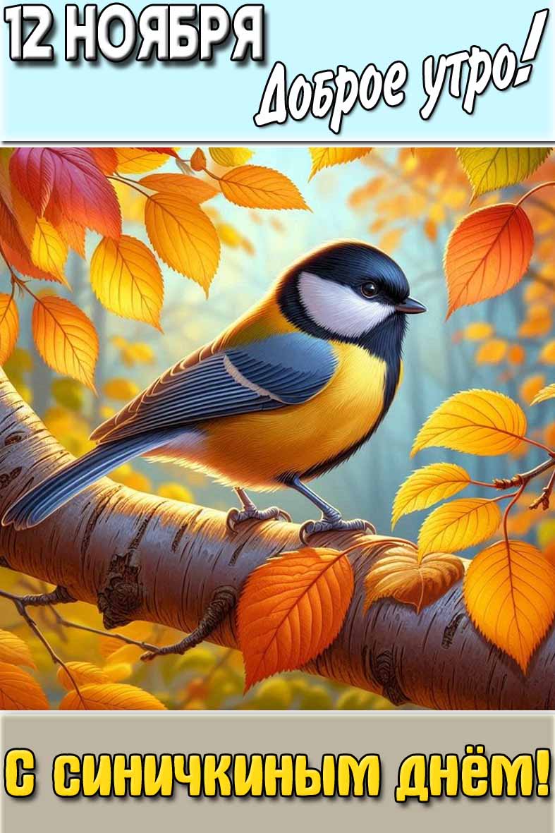 Картинка "12 ноября доброе утро! С синичкиным днём!"