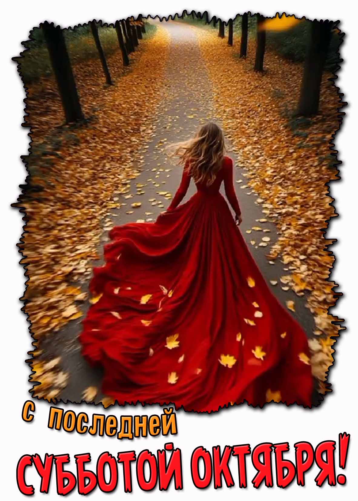 Красивая открытка с последней субботой октября