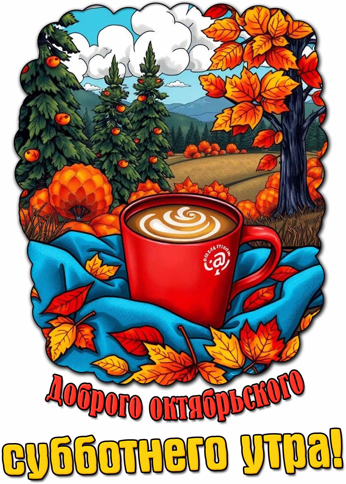 Открытка доброго октябрьского субботнего утра