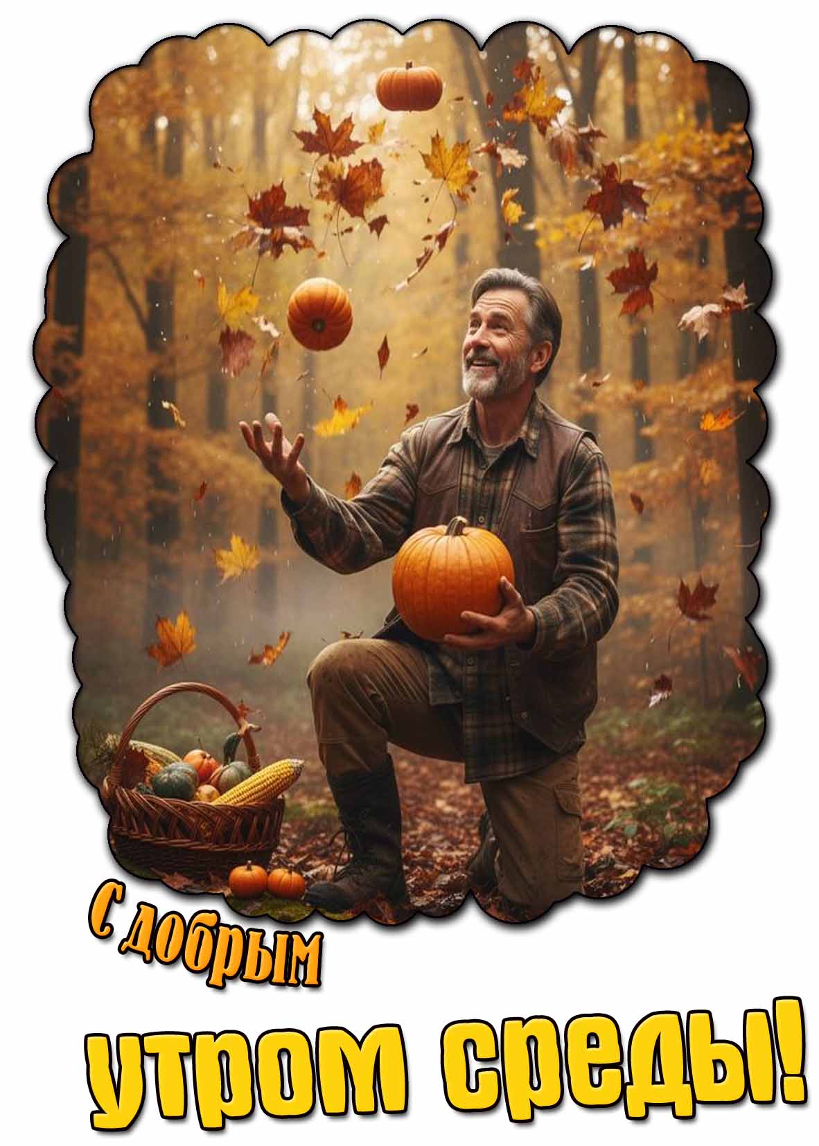 С добрым утром среды! - прикольная осенняя картинка