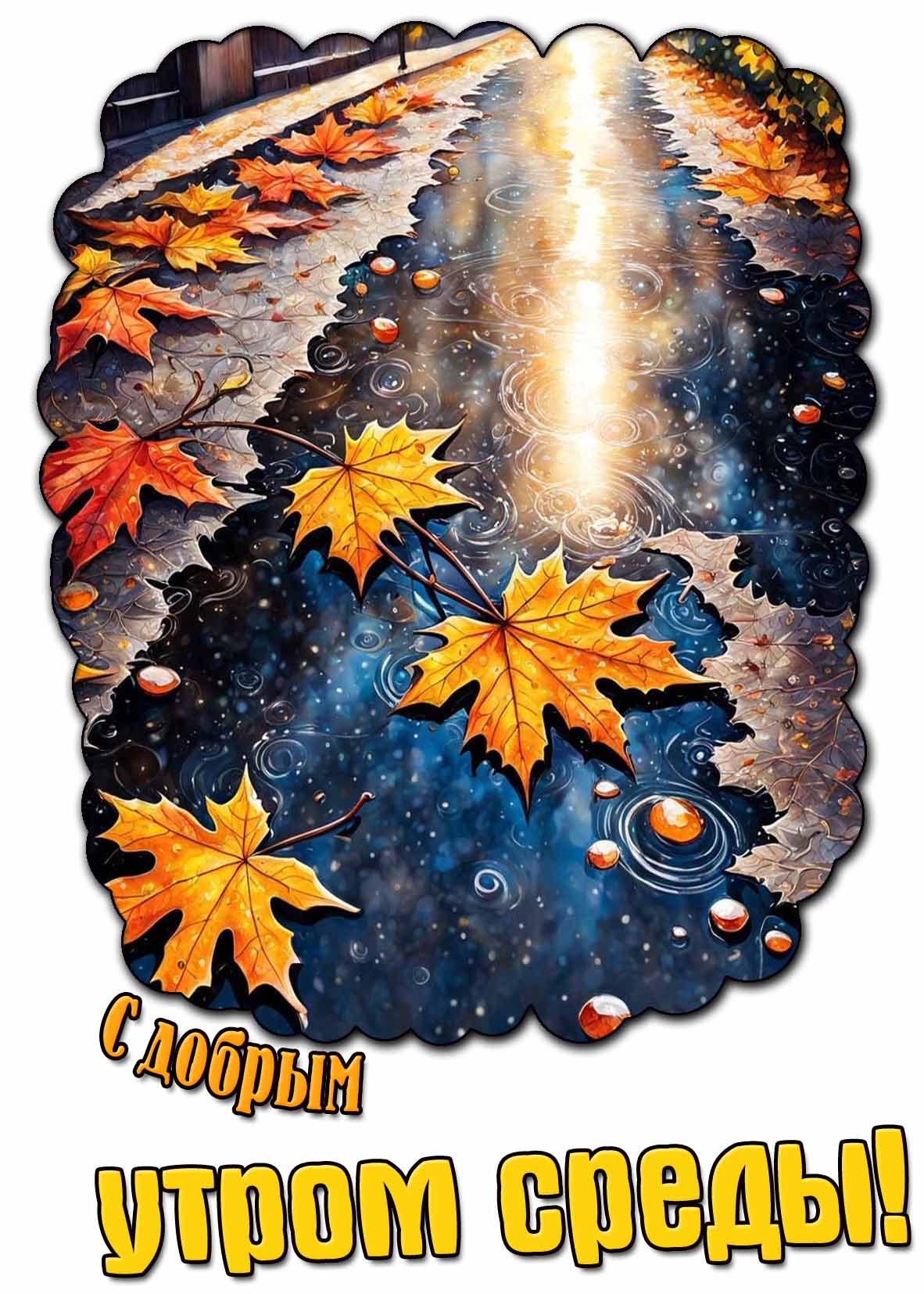 Солнечная осенняя открытка с добрым утром среды