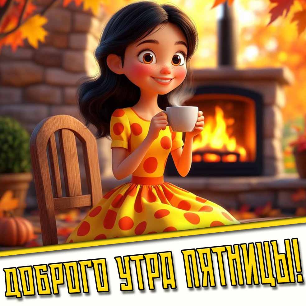 Доброго утра пятницы! - мультяшная осенняя открытка