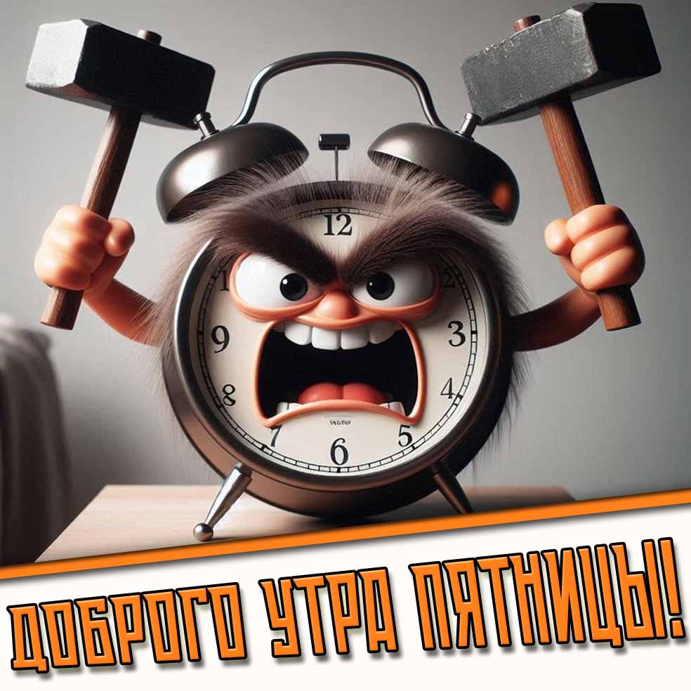 Доброго утра пятницы! - смешная картинка с будильником