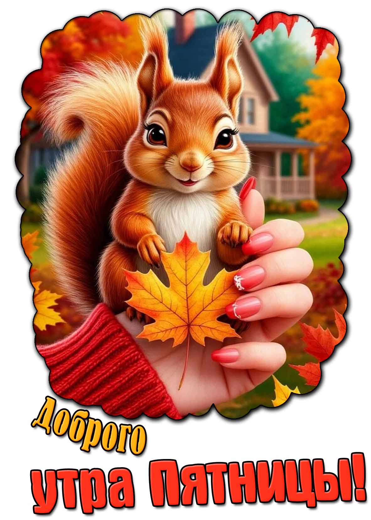 Красивая осенняя открытка доброго утра пятницы