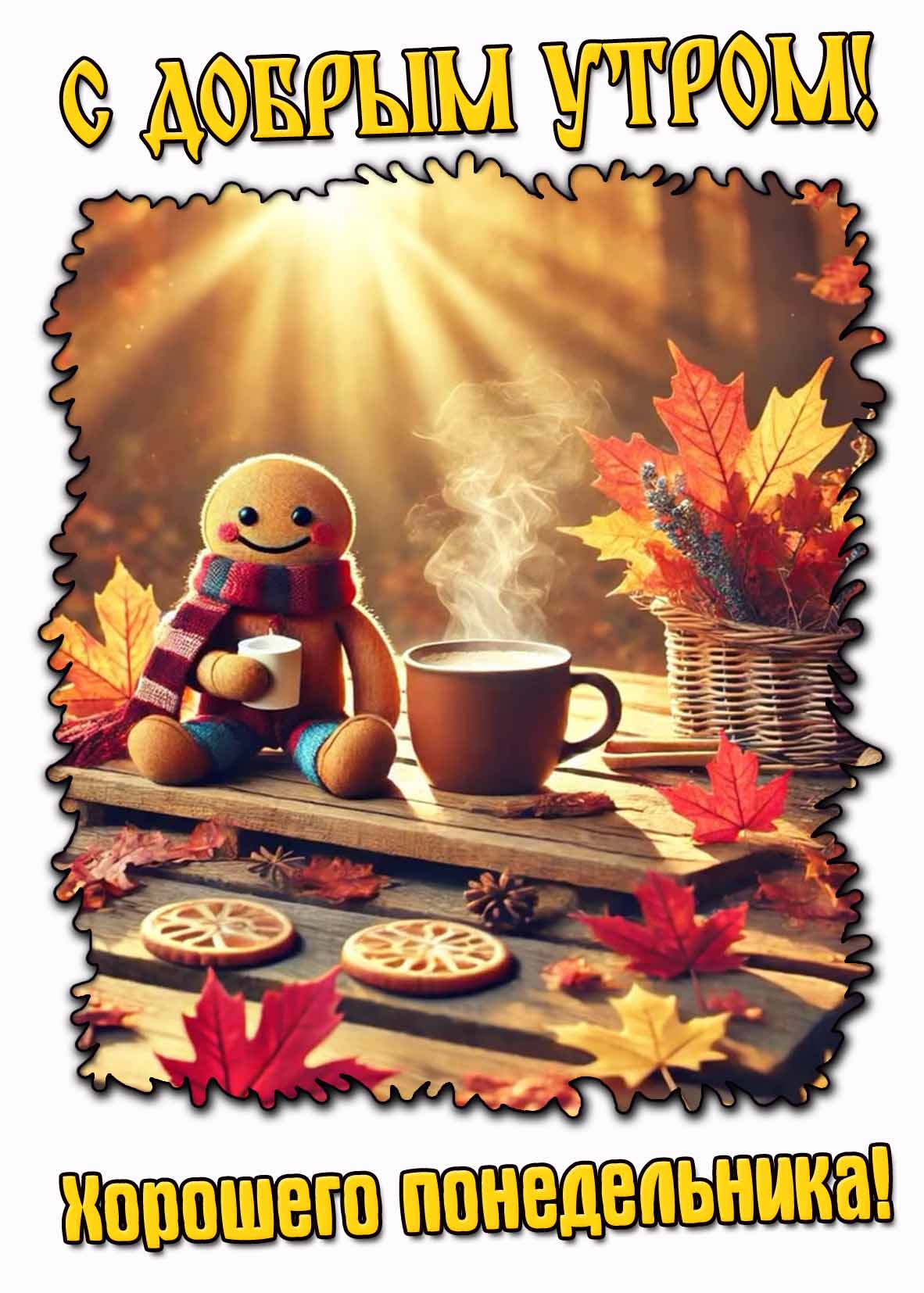 Осенняя открытка "С добрым утром! Хорошего понедельника!"