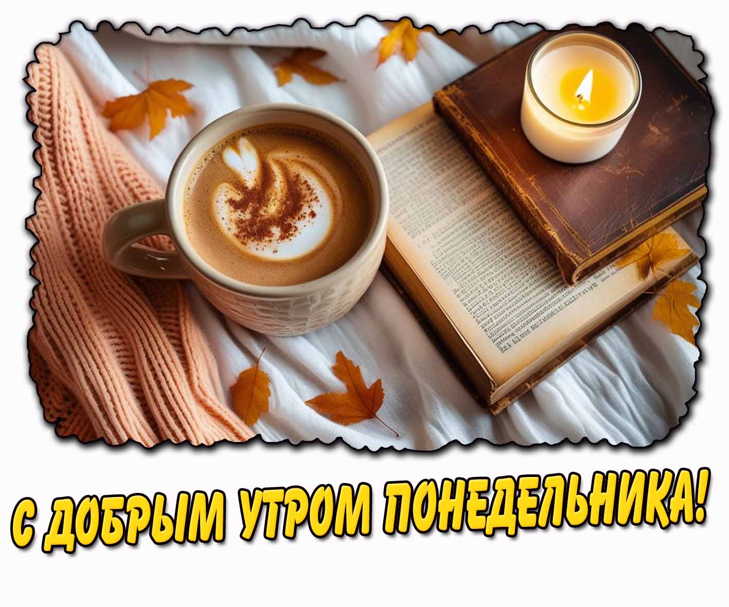 С добрым утром понедельника! - открытка с кофе