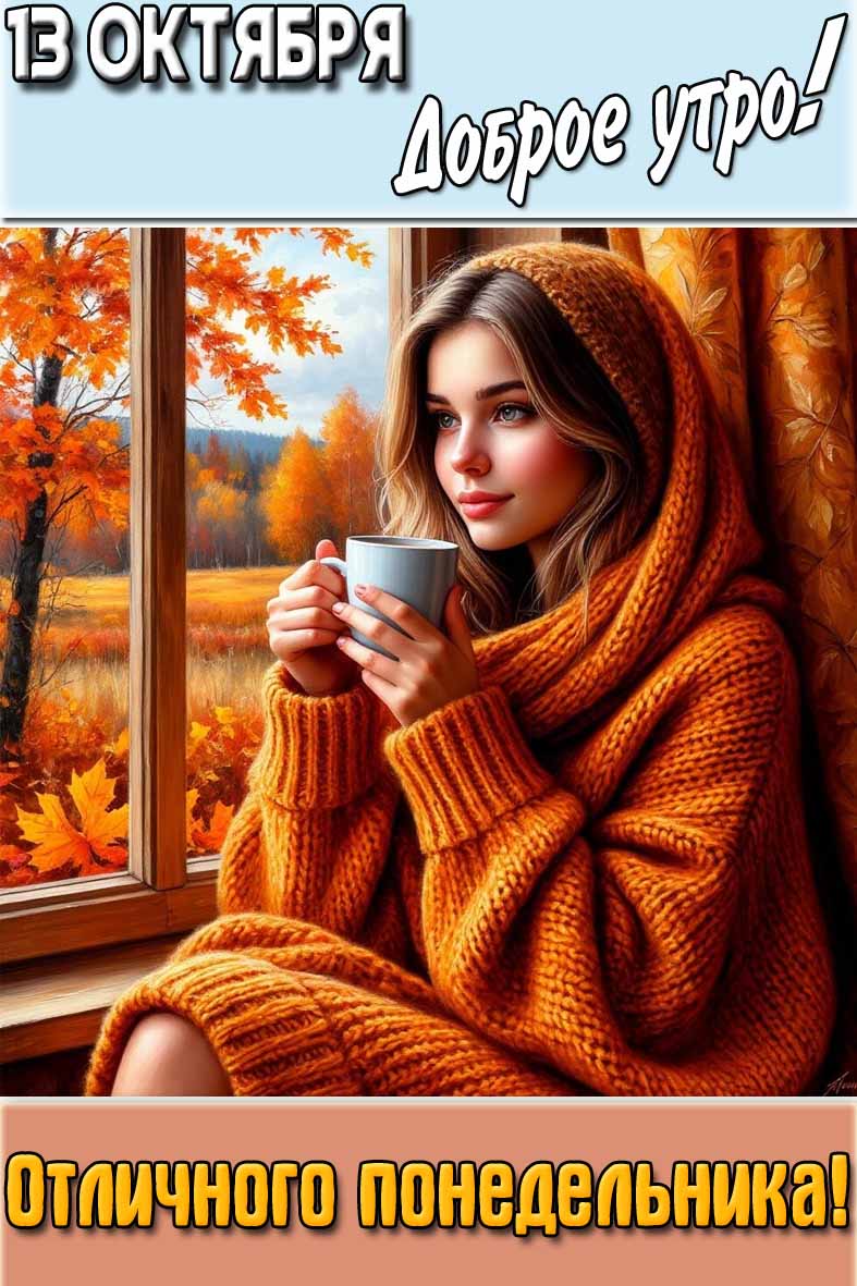 Картинка "13 октября доброе утро! Отличного понедельника!"