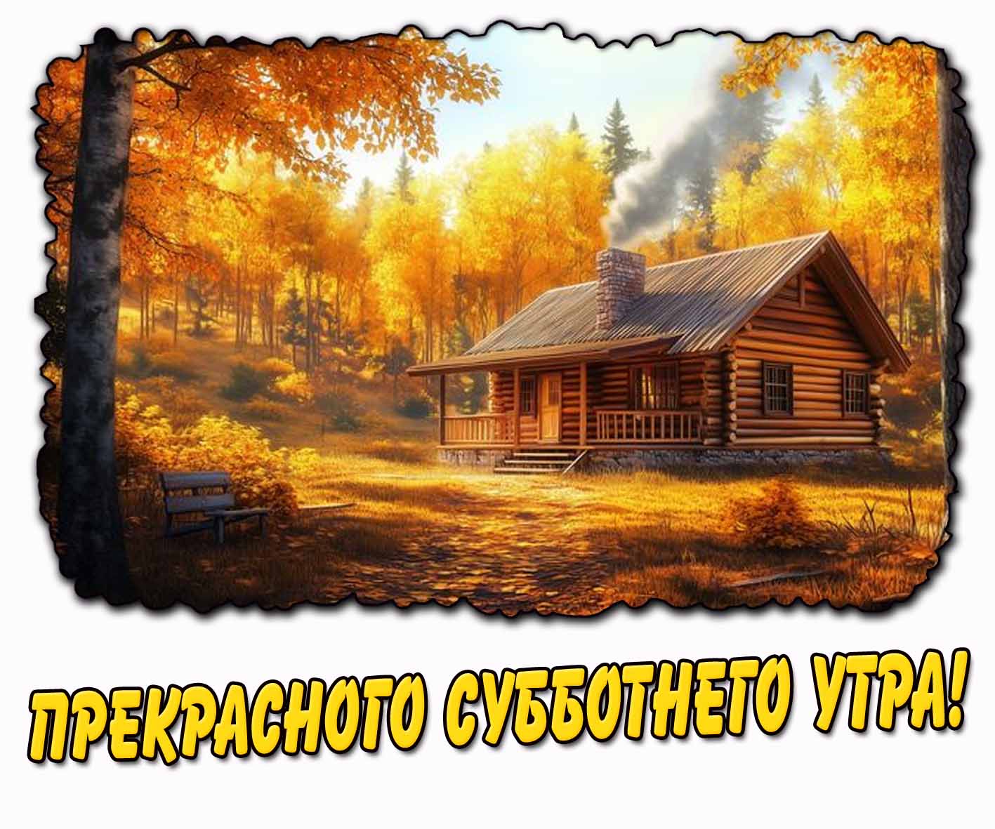 Прекрасного субботнего утра! - открытка с осенним пейзажем