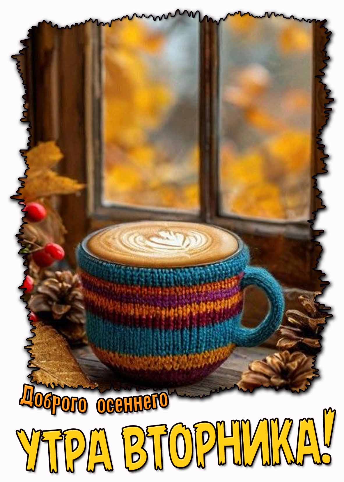Картинка с пожеланием доброго осеннего утра вторника