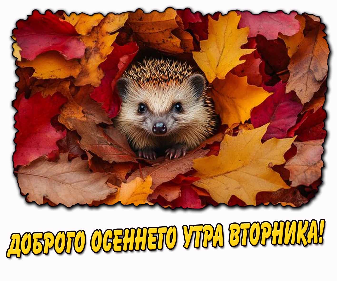 Доброго осеннего утра вторника! - картинка с ёжиком