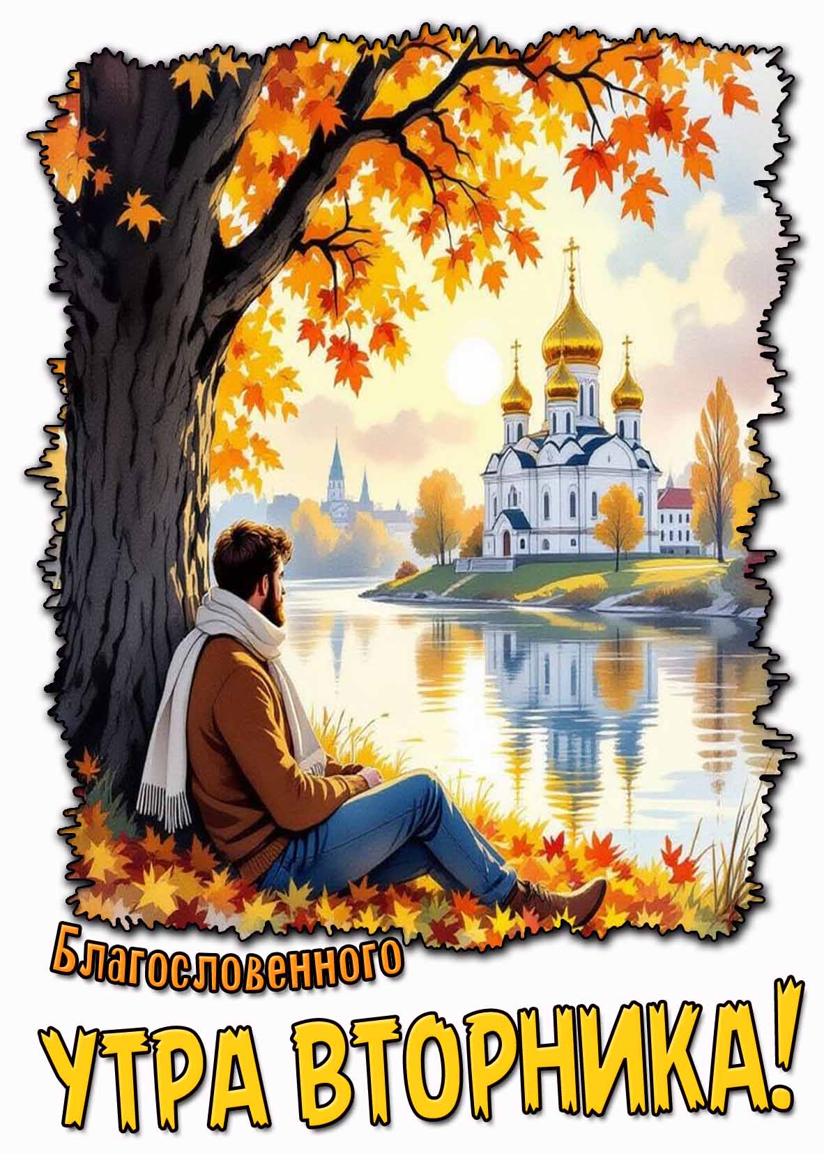 Благословенного утра вторника! - осенняя открытка