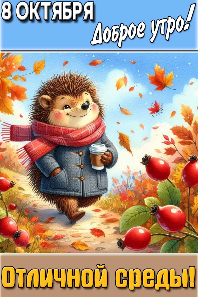 Картинка "8 октября доброе утро! Отличной среды!"