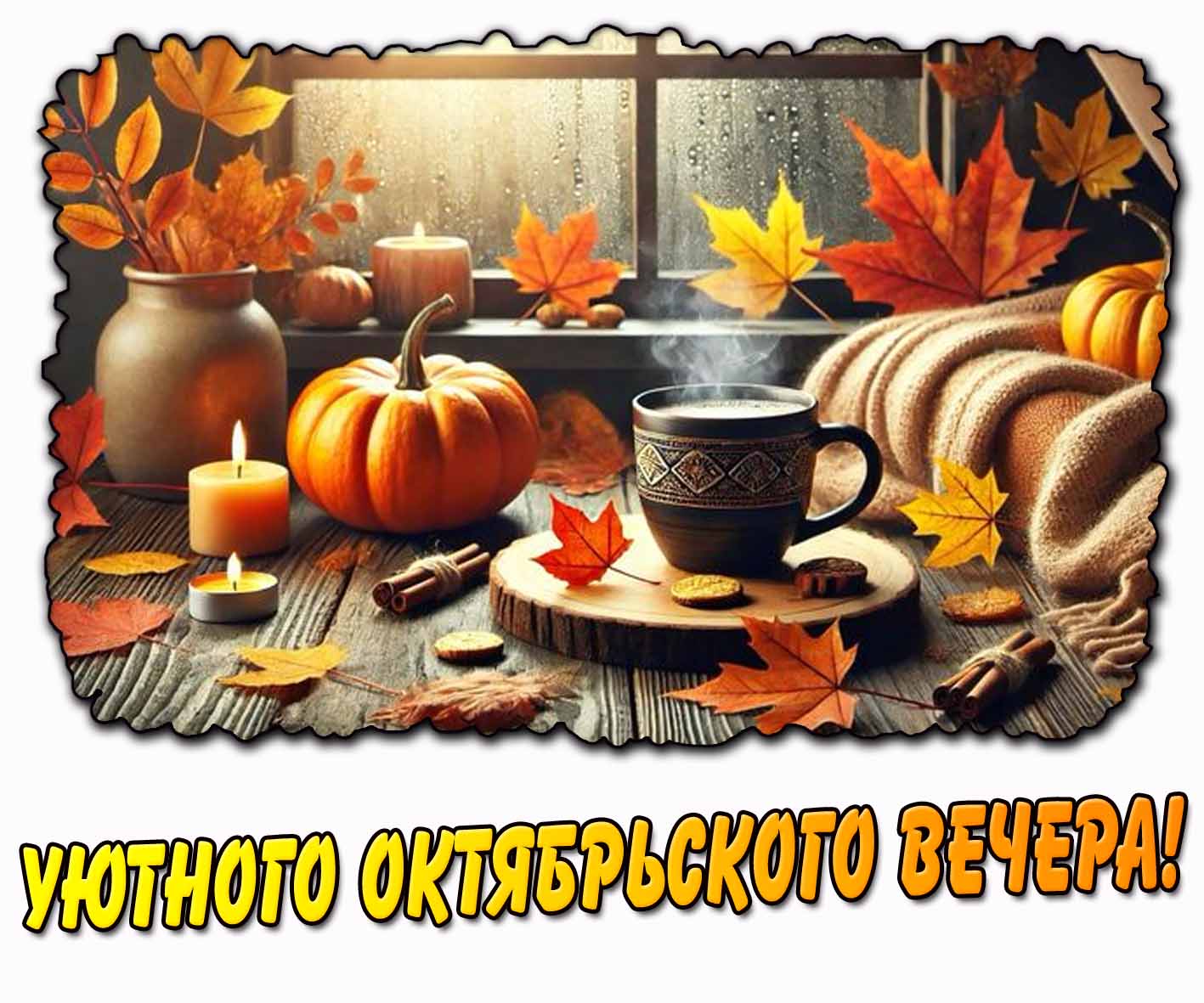 Уютного октябрьского вечера! - картинка с кофе