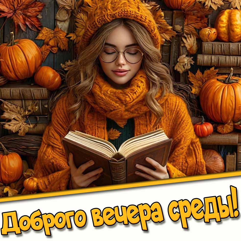 Доброго вечера среды! - осенняя картинка с девушкой