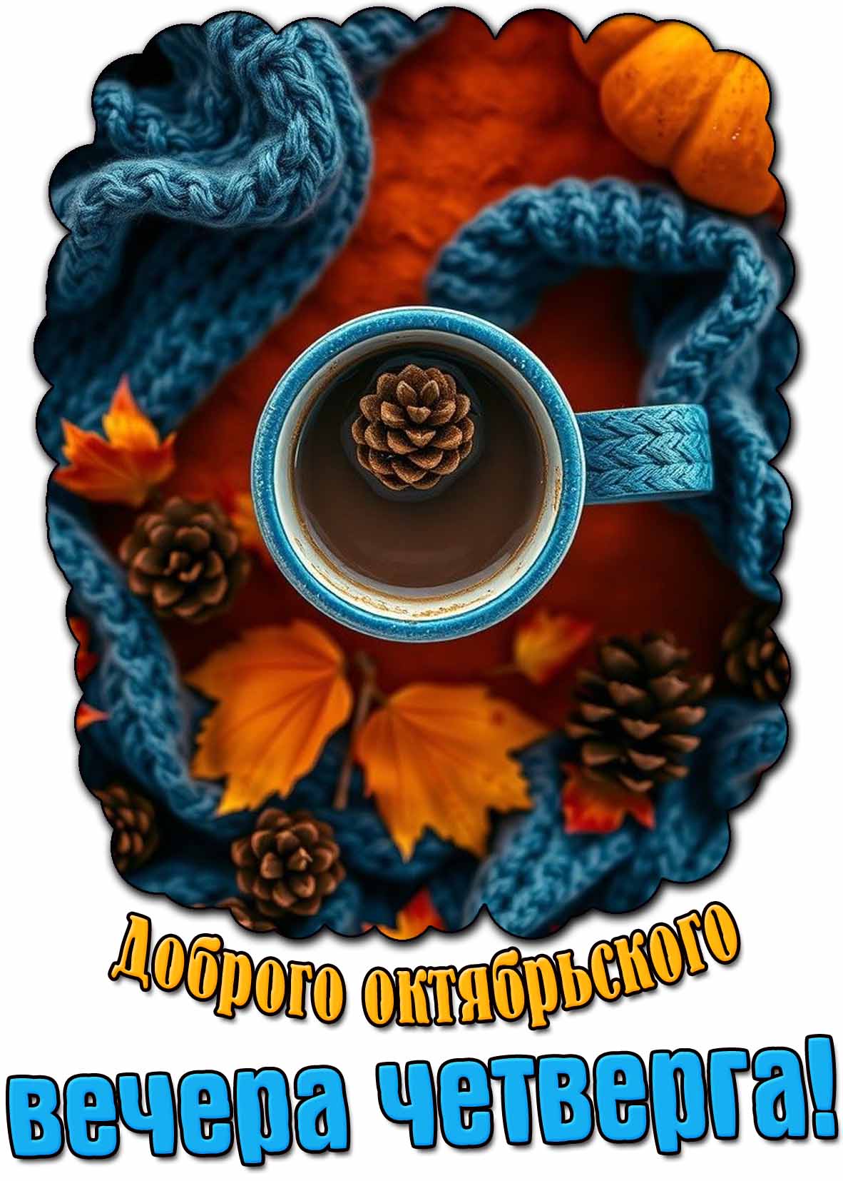 Открытка доброго октябрьского вечера четверга