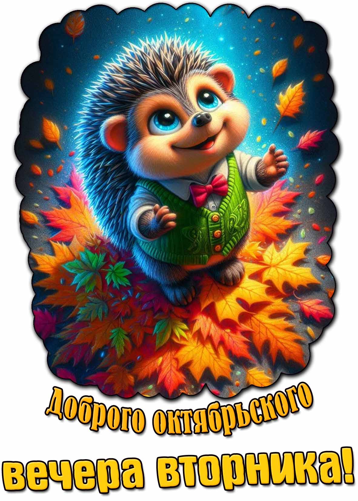 Открытка доброго октябрьского вечера вторника