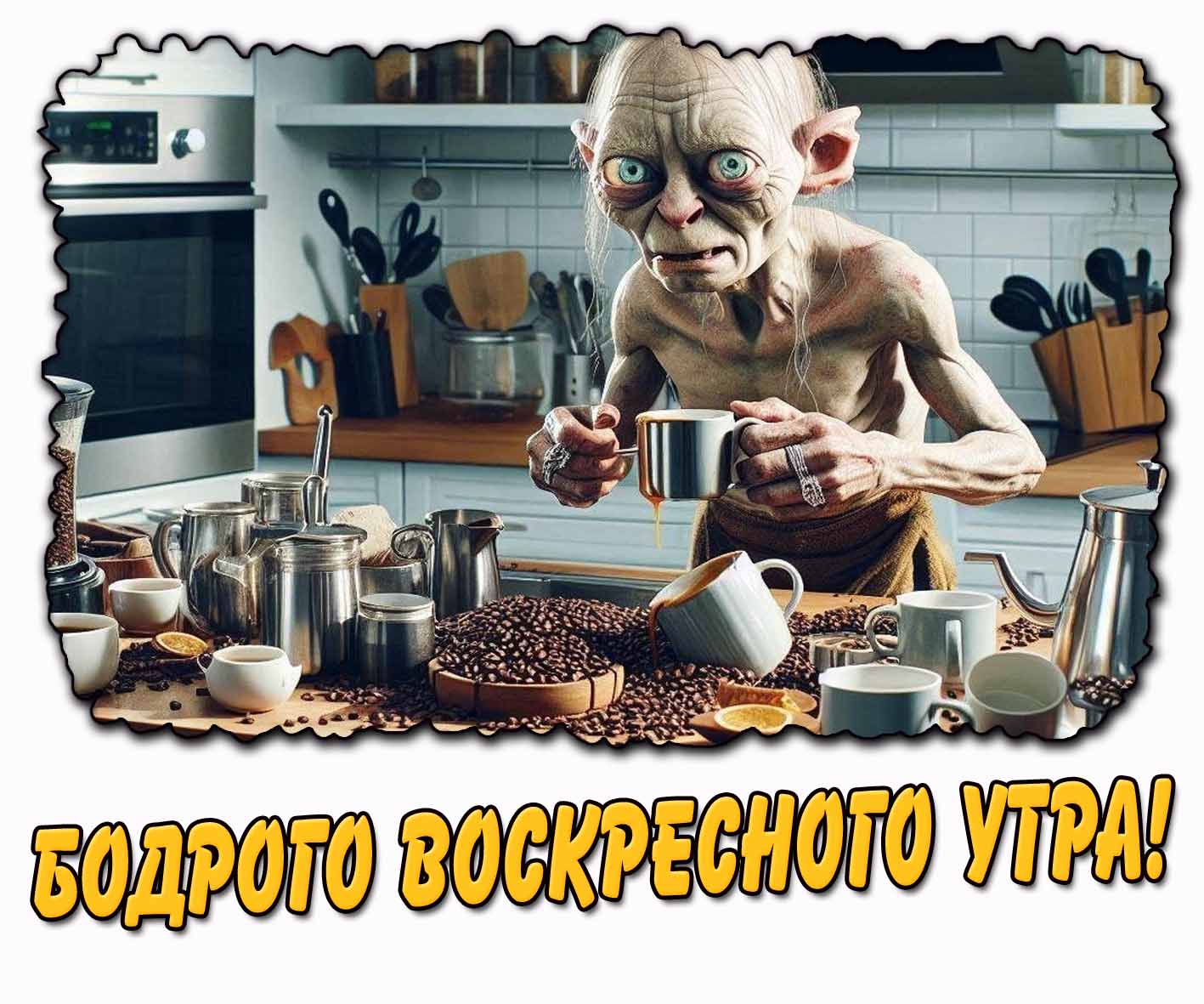 Бодрого воскресного утра! - смешная картинка с Голлумом