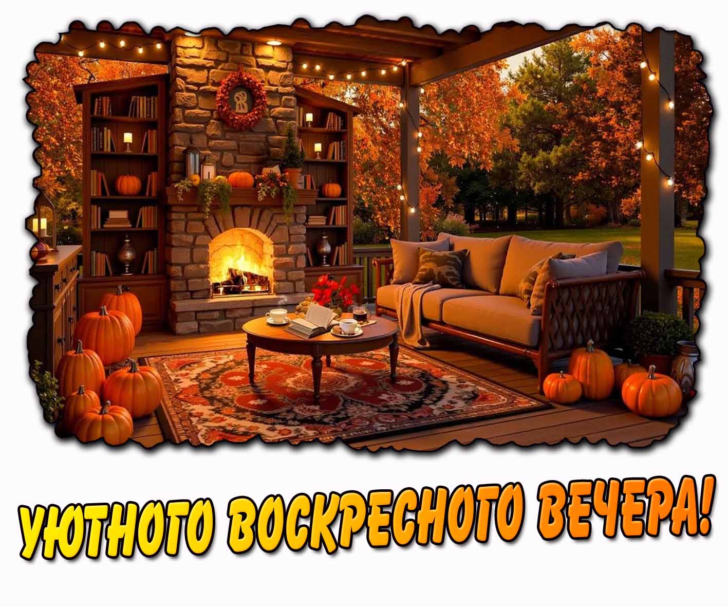 Уютного воскресного вечера! - осенняя картинка