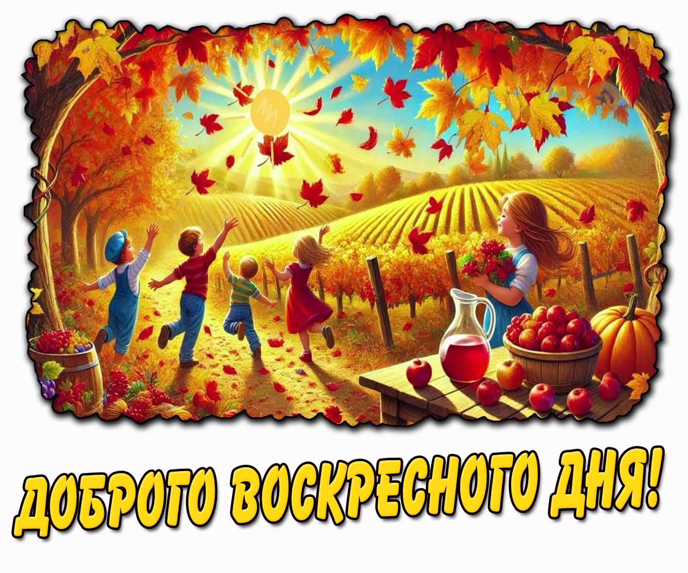 Солнечная осенняя открытка доброго воскресного дня
