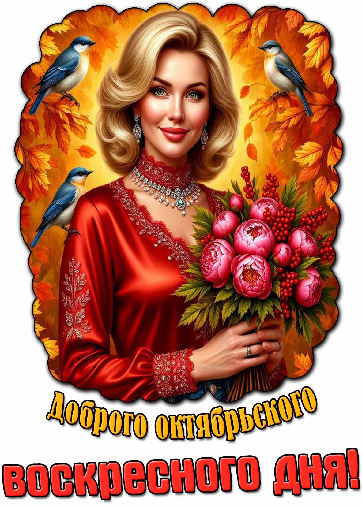 Красивая открытка доброго октябрьского воскресного дня