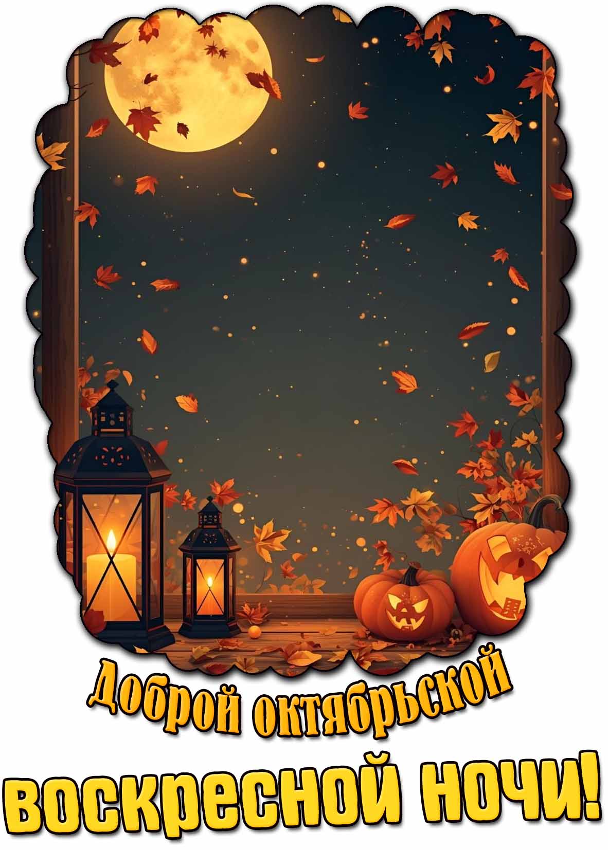 Открытка доброй октябрьской воскресной ночи