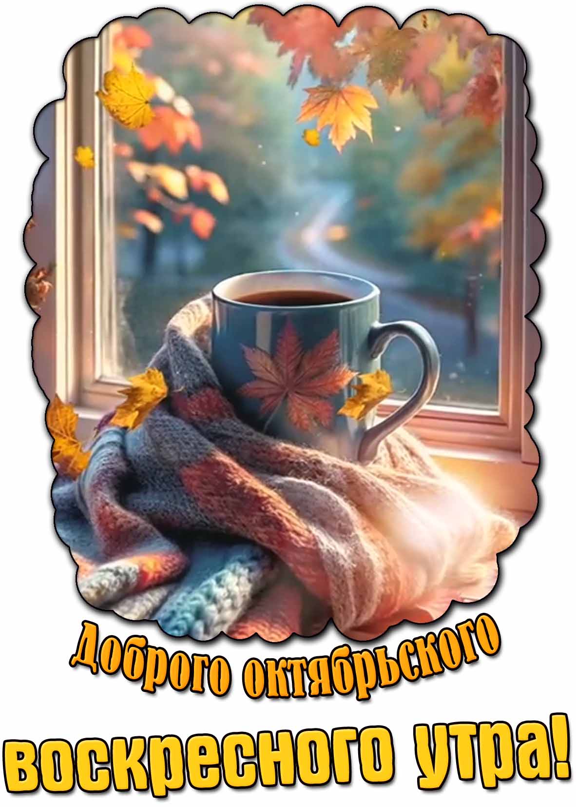 Открытка доброго октябрьского воскресного утра