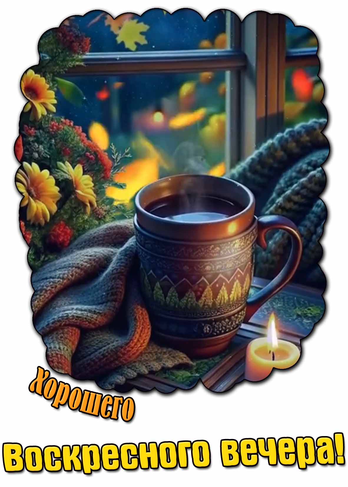 Осенняя открытка хорошего воскресного вечера