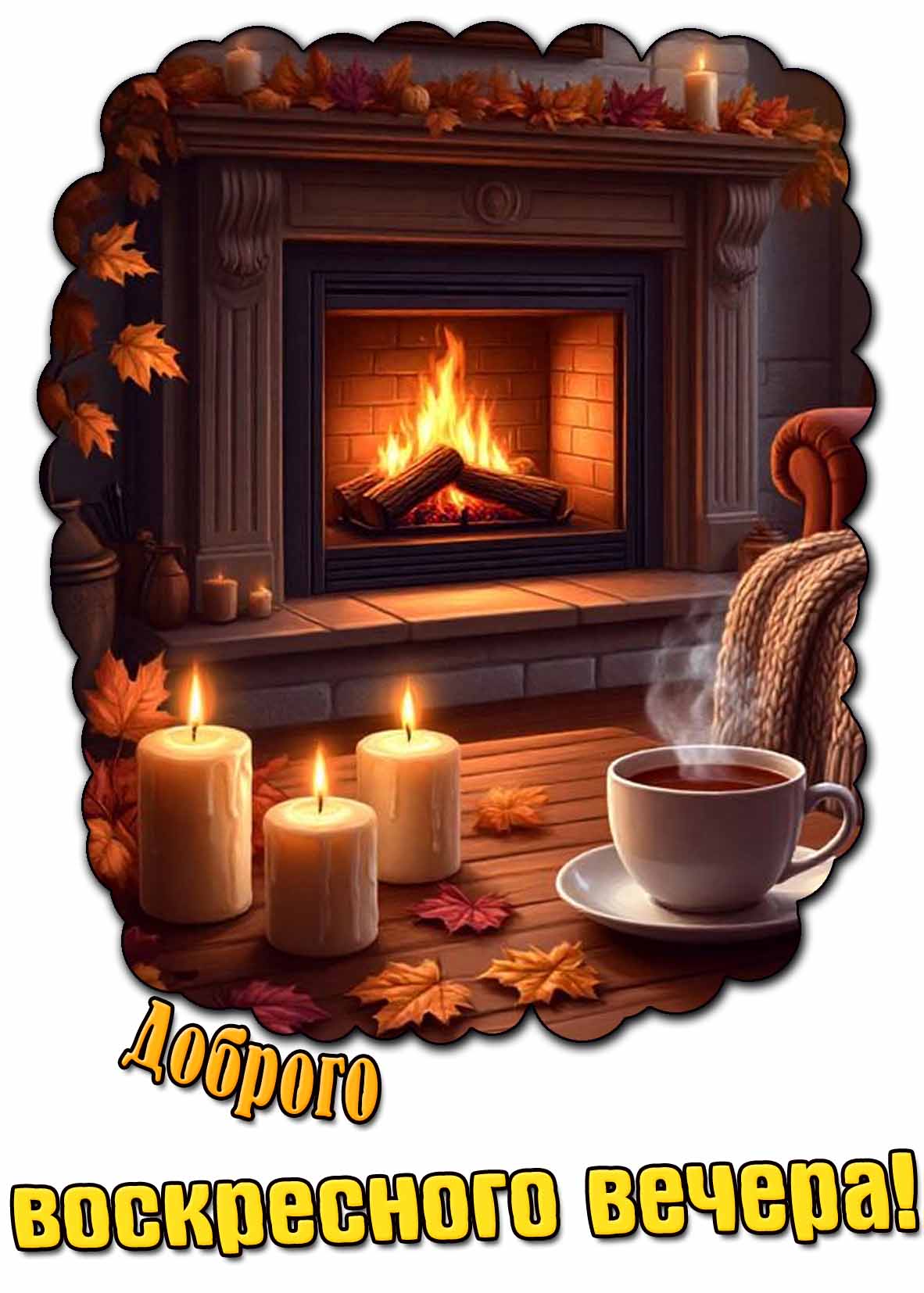 Осенняя картинка доброго воскресного вечера