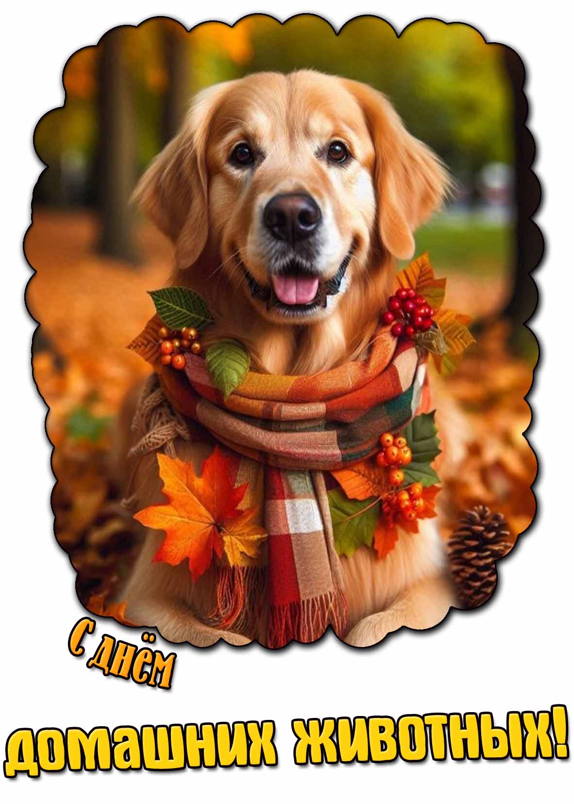 С днём домашних животных! - осенняя картинка с собакой