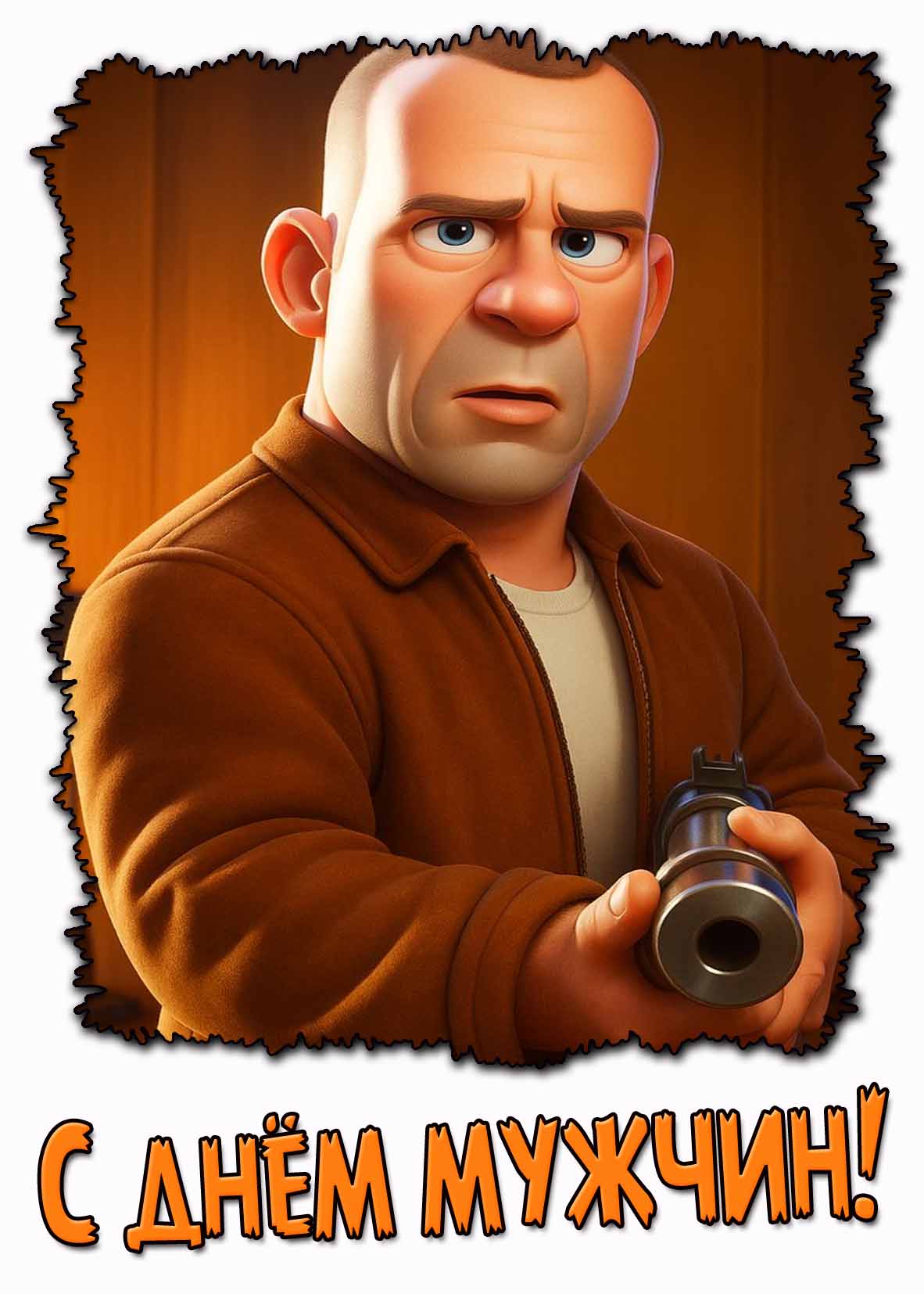 С днём мужчин! - мультяшная открытка