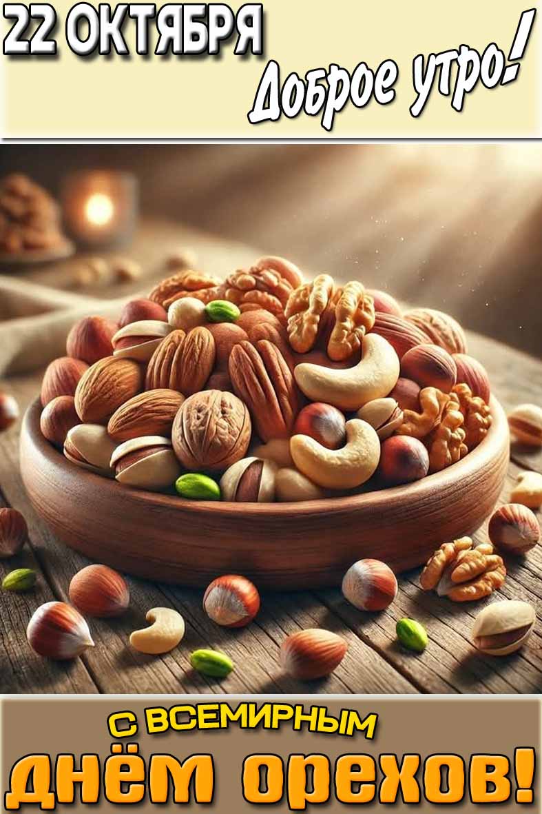 Картинка "22 октября доброе утро! С Всемирным днём орехов!"