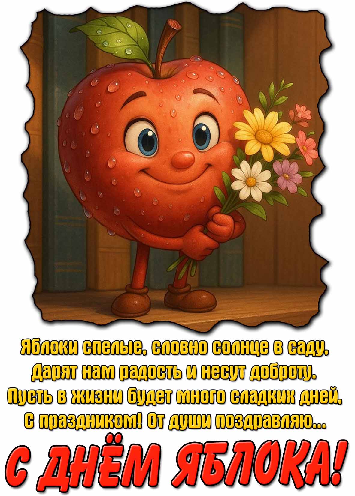 Открытка - поздравление с днём яблока