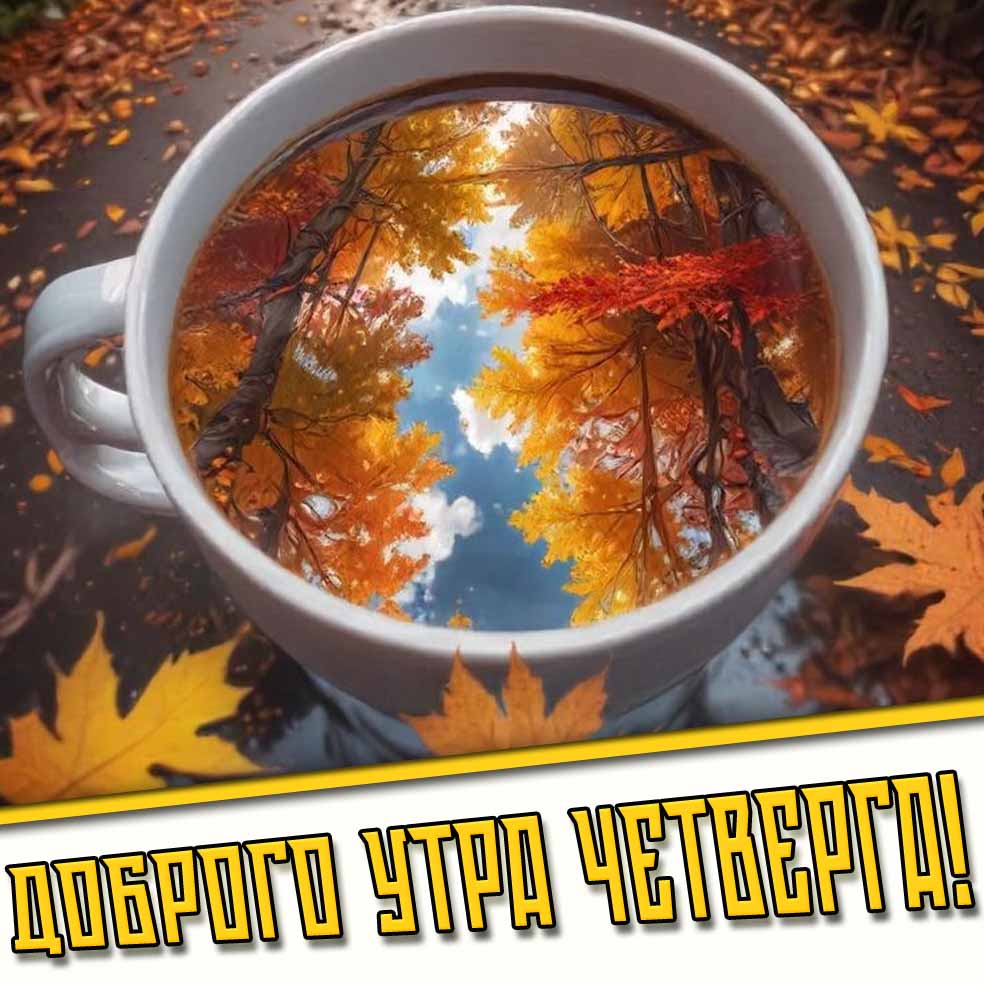 Доброго утра четверга! - креативная осенняя открытка