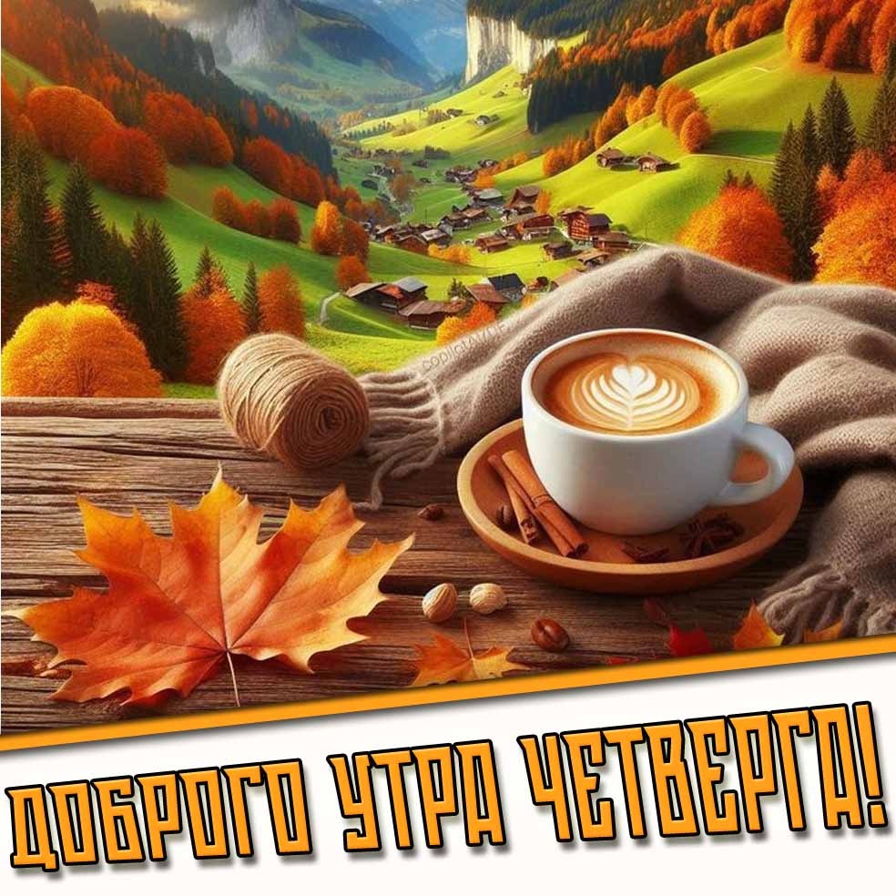 Осенняя открытка для пожелания доброго утра четверга