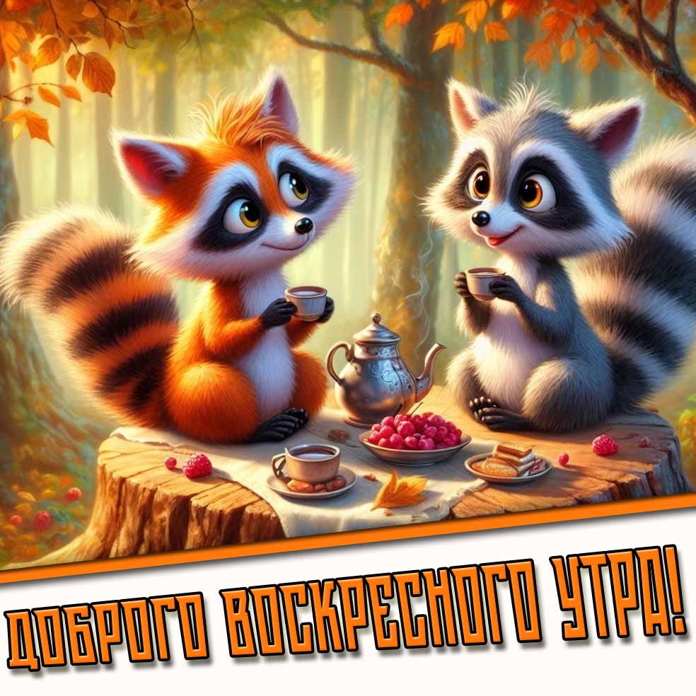 Мультяшная осенняя картинка доброго воскресного утра