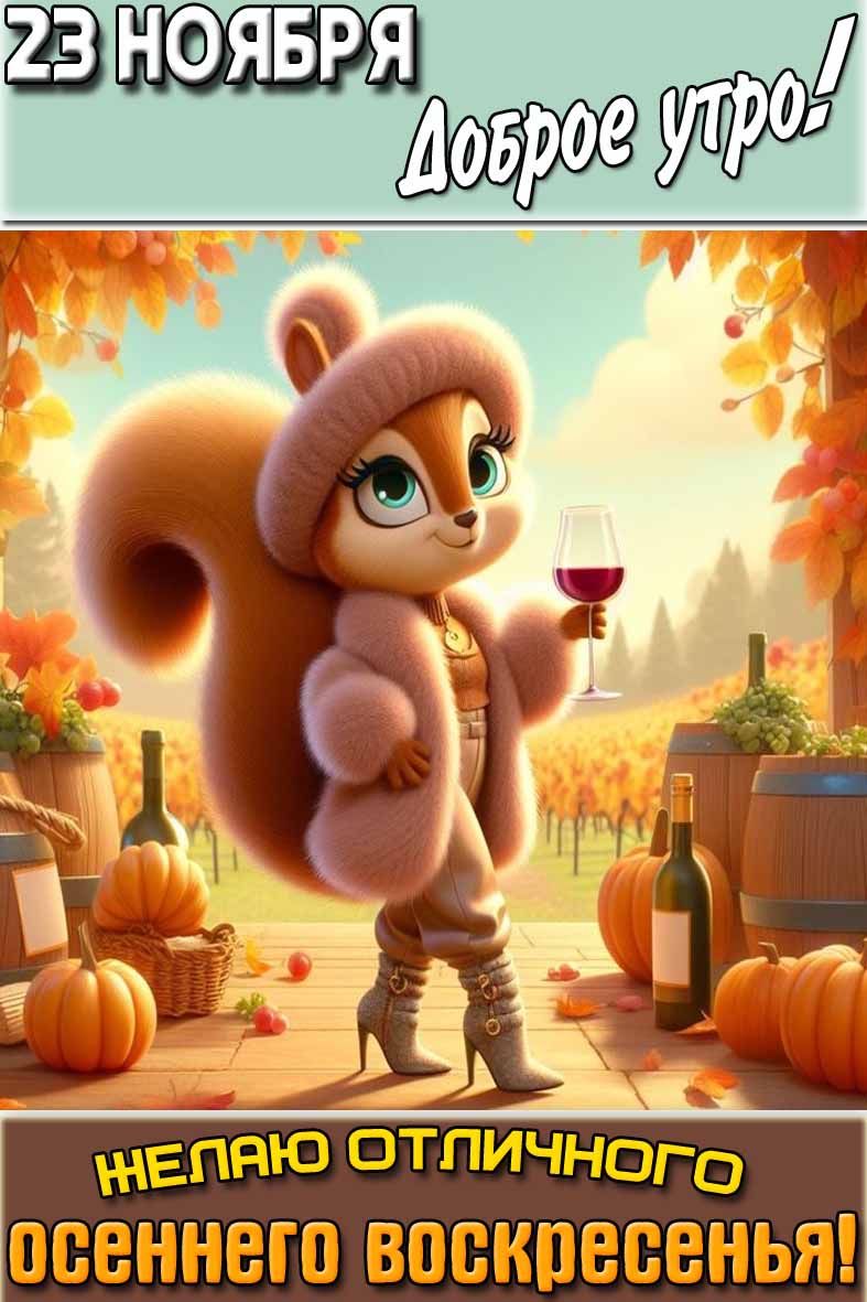 Картинка "23 ноября доброе утро! Желаю отличного осеннего воскресенья!"