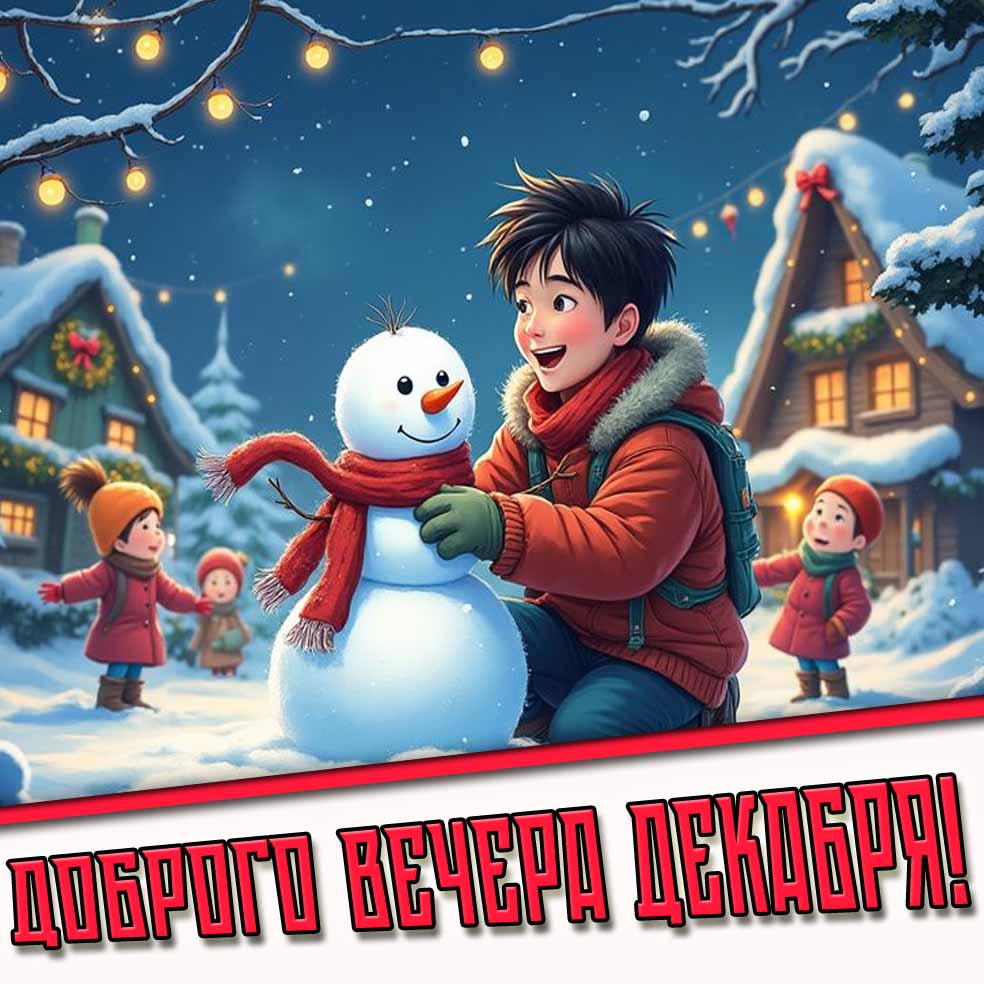 Открытка доброго вечера декабря