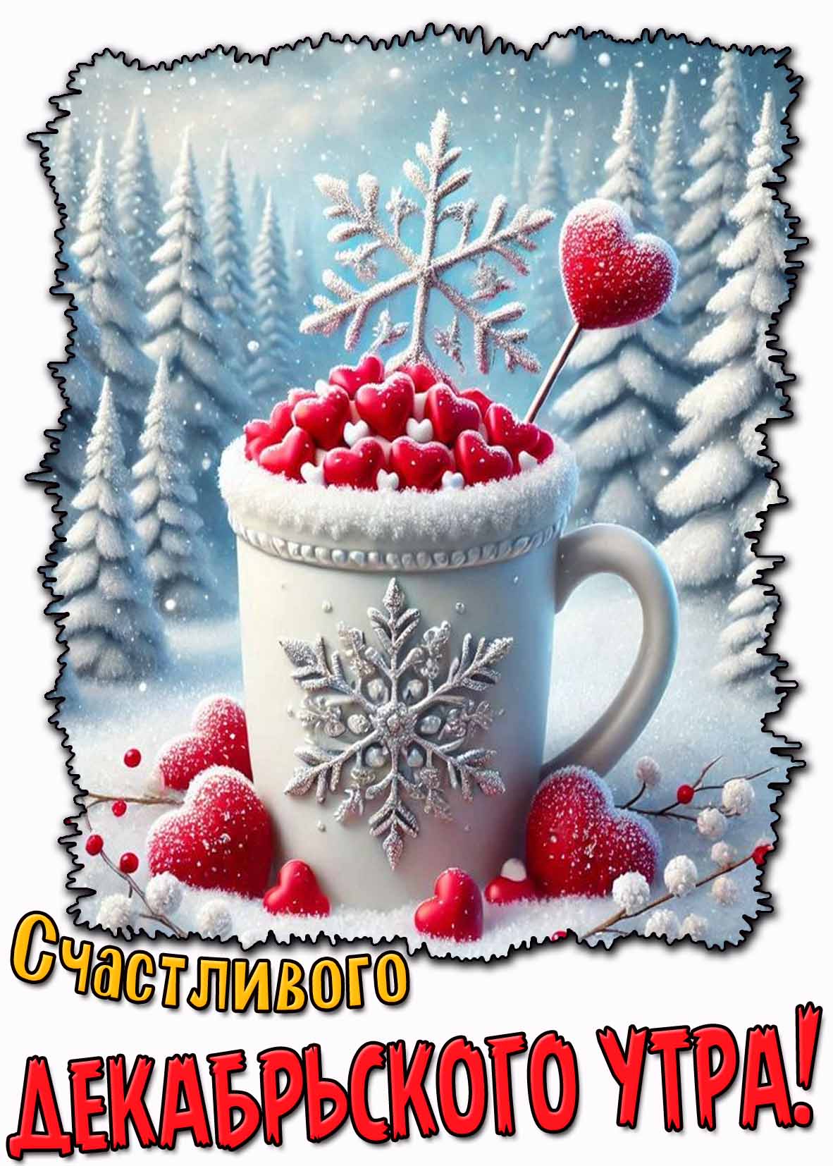 Романтическая картинка счастливого декабрьского утра
