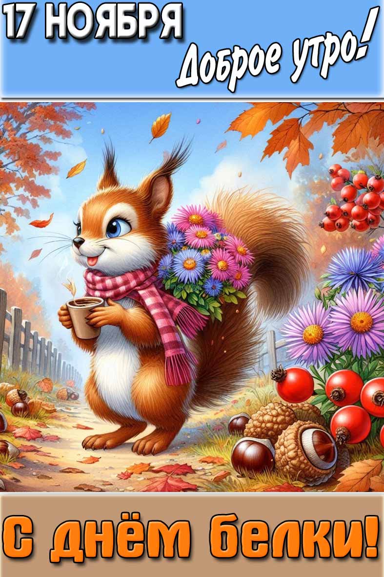 Картинка "17 ноября доброе утро! С днём белки!"