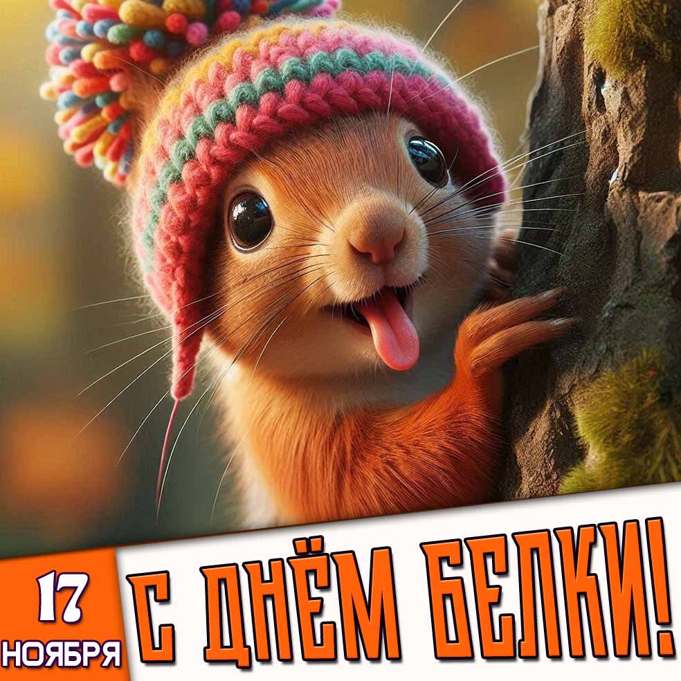 Открытка 17 ноября - с днём белки