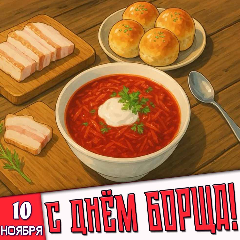 Открытка 10 ноября с днём борща