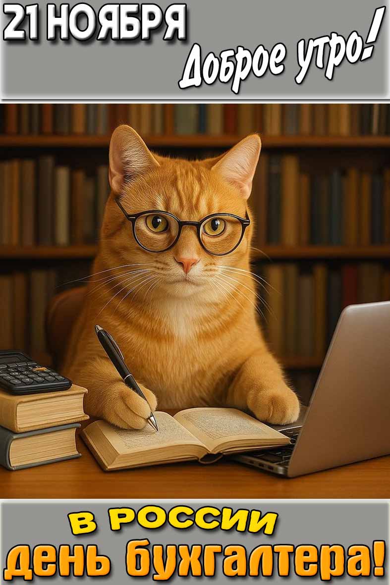 Открытка "21 ноября доброе утро! День бухгалтера в России!"
