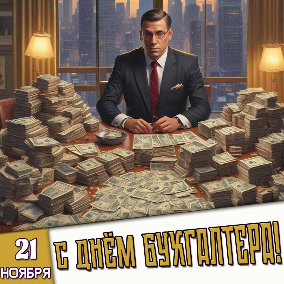 Открытка 21 ноября с днём бухгалтера