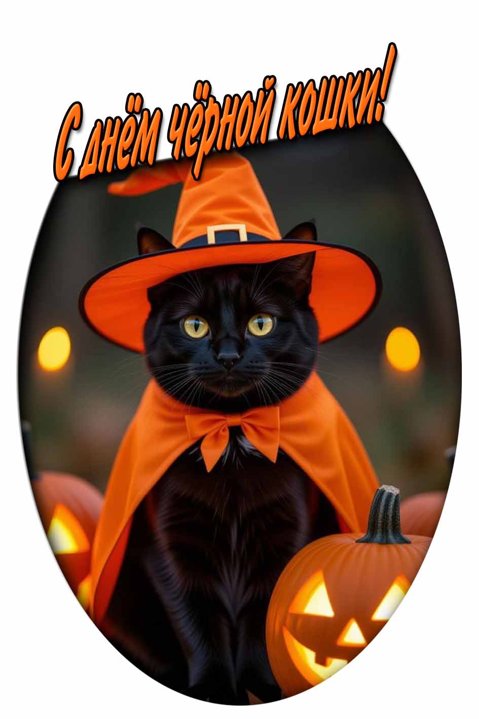 С днём чёрной кошки! - открытка