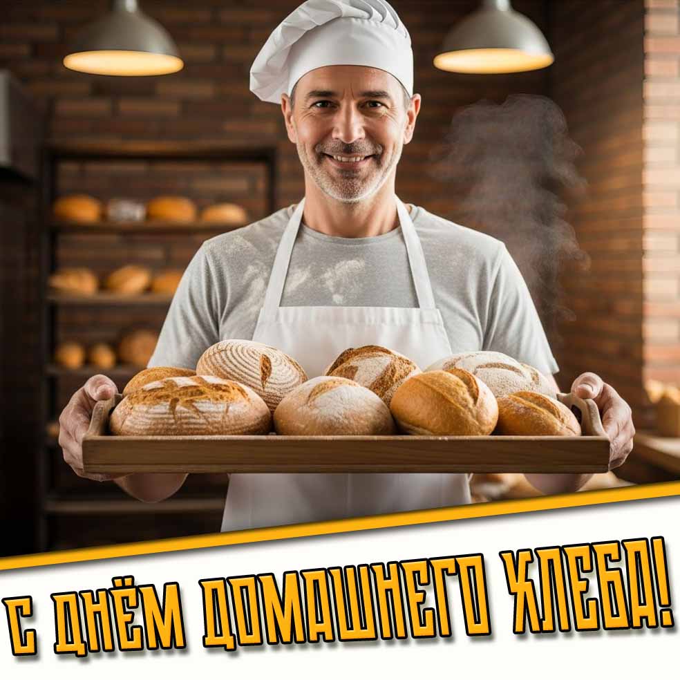 С днём домашнего хлеба! - стильная открытка