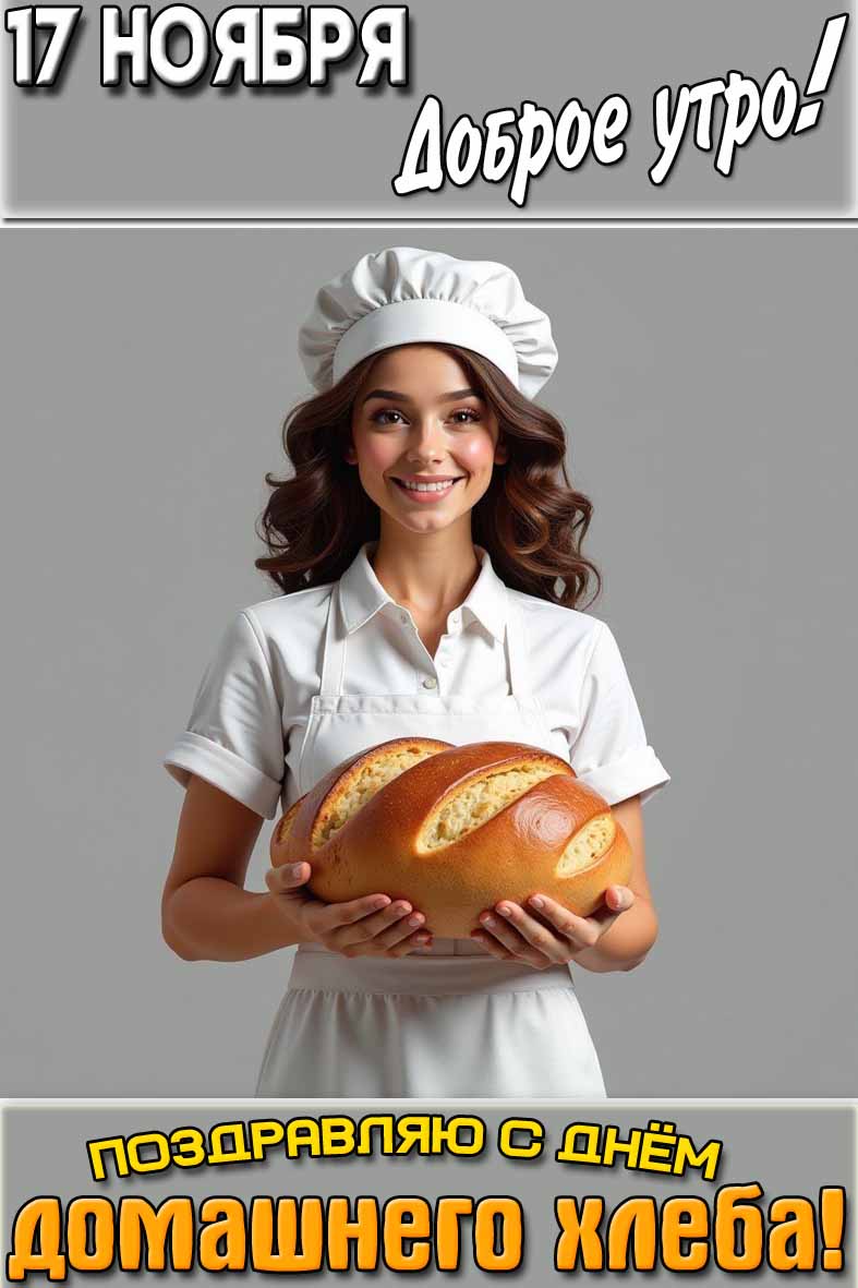 Картинка "17 ноября доброе утро! Поздравляю с днём домашнего хлеба!"
