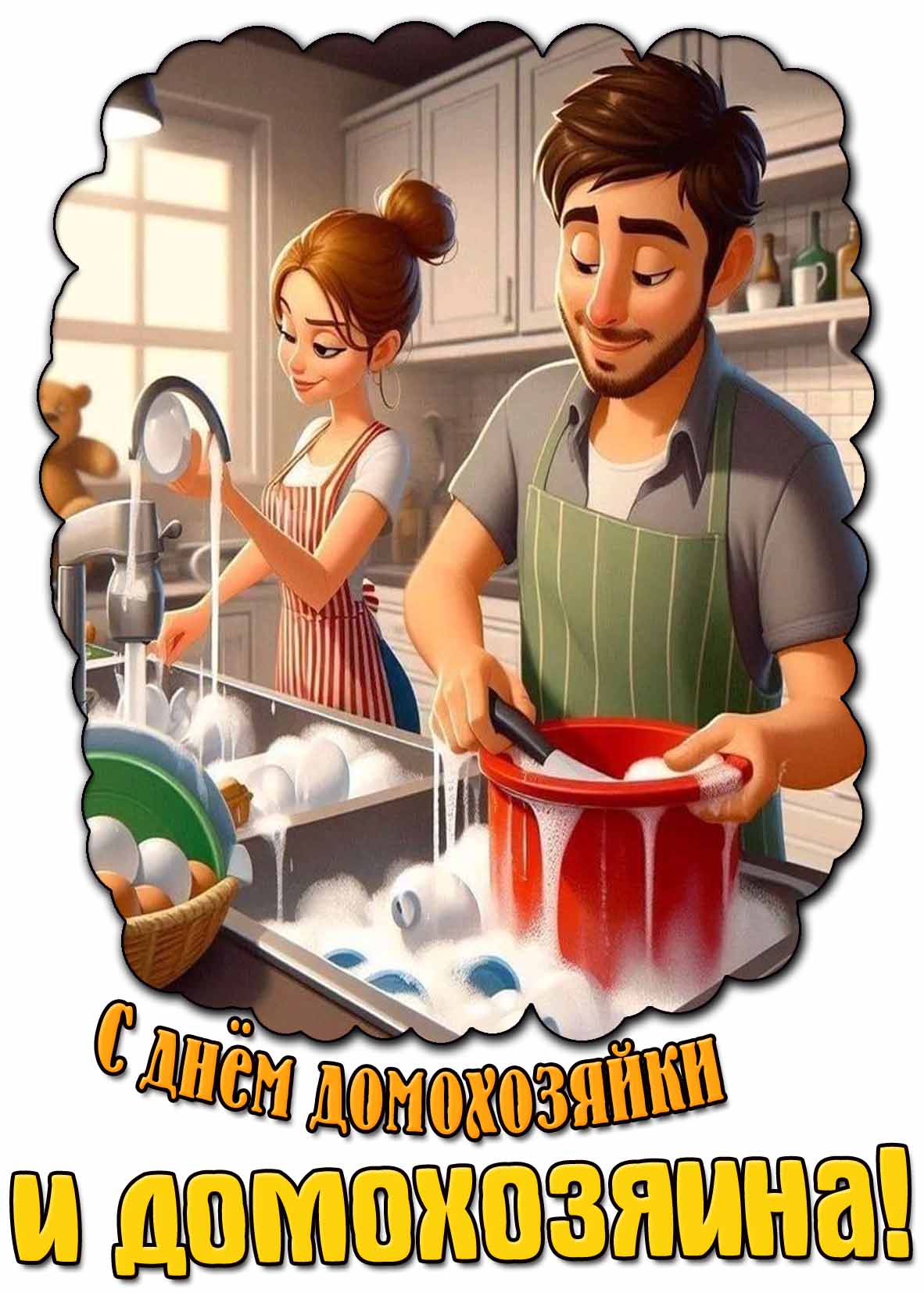 С днём домохозяйки и домохозяина! - прикольная открытка