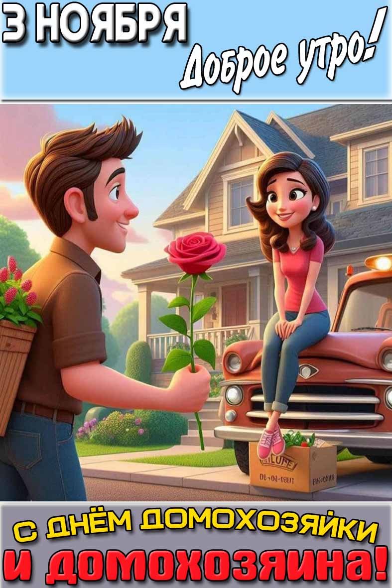 Картинка "3 ноября доброе утро! С днём домохозяйки и домохозяина!"